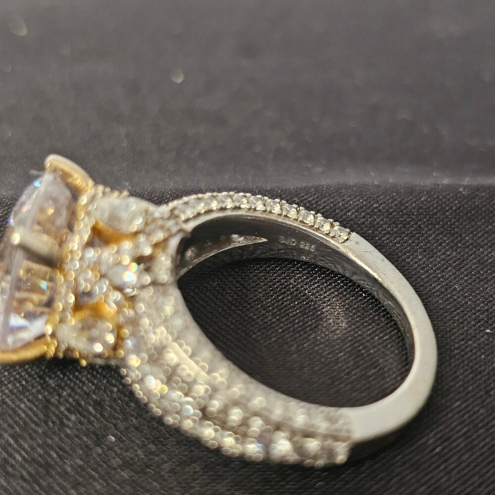 JTV Bella Luce 4.5ctw Round Halo Ring 925 Sterling Sz 8 Two Tone - Picture 4 of 7